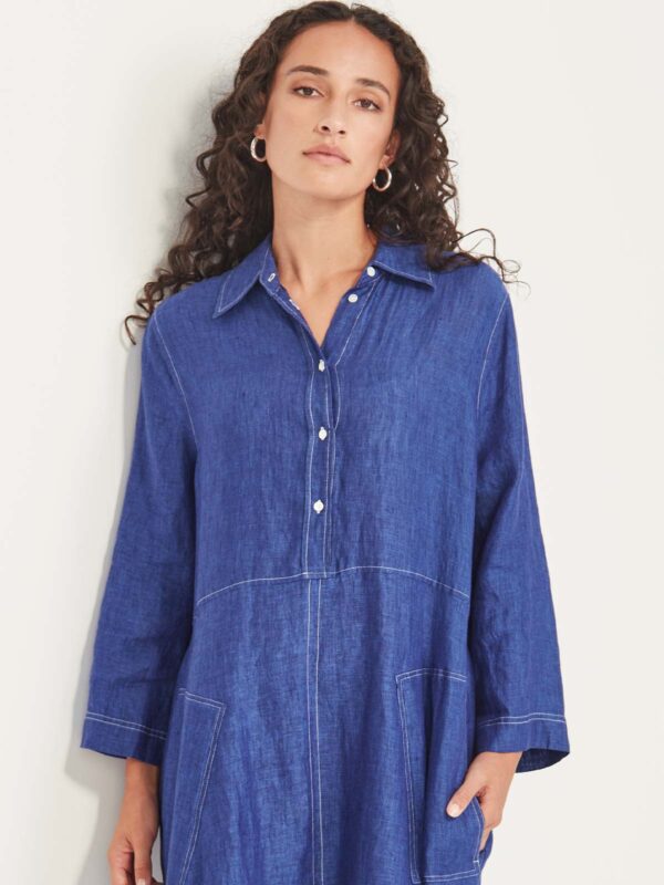SILLS-Sofia Linen Shirtdress 12741- IRIS