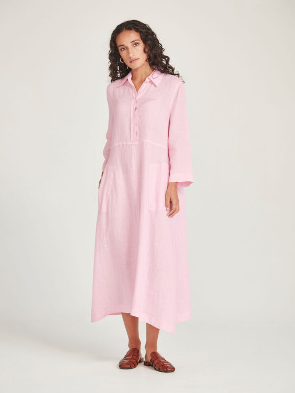 SILLS-Sofia Linen Shirtdress 12741- PINK - Image 3