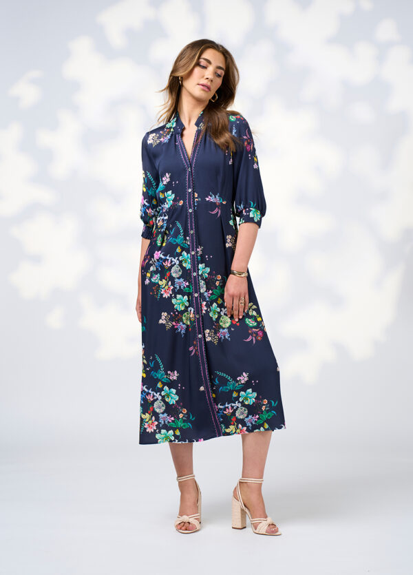 Loobie’s Story - La Boheme Shirt Dress LS3009 - Indigo Multi
