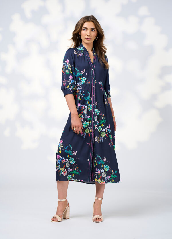 Loobie’s Story - La Boheme Shirt Dress LS3009 - Indigo Multi - Image 2