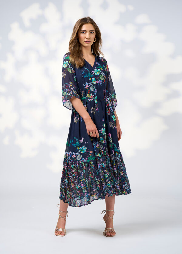 Loobie’s Story - La Boheme Midi Dress LS3010 - Indigo Multi - Image 2