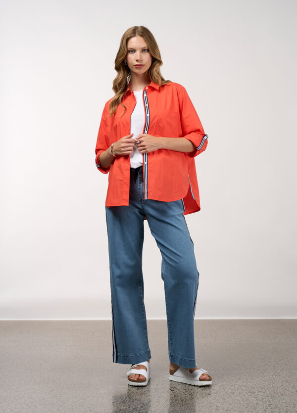 Madly Sweetly - Mixed Media Shirt MS1613 - Tangerine - Image 2
