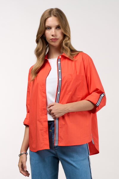 Madly Sweetly - Mixed Media Shirt MS1613 - Tangerine