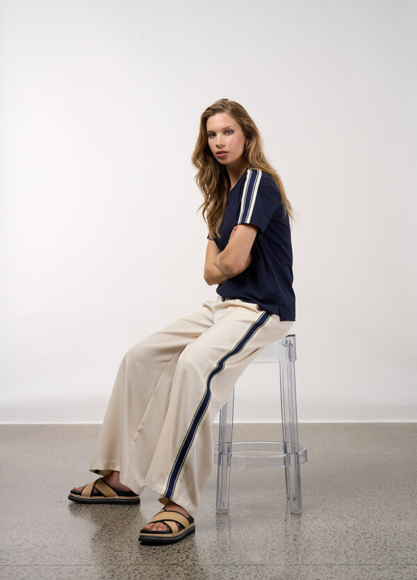 Madly Sweetly - Linear Tee MS1617 - Navy - Image 2