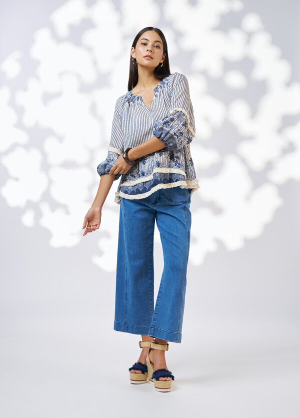Loobie’s Story - Xanthe Top LS3107X - Indigo Multi