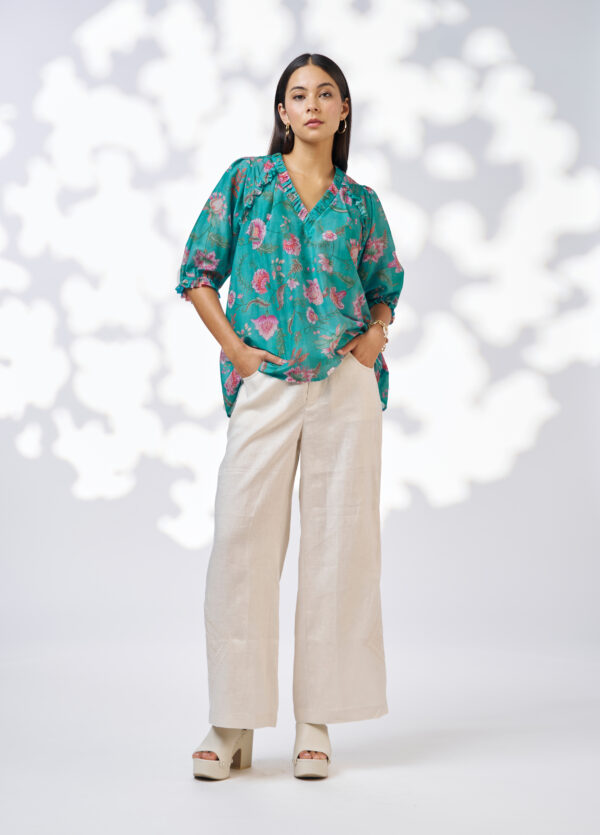 Loobie’s Story - Anaphora Top LS3113 - Aqua Multi
