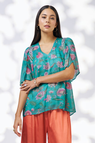 Loobie’s Story - Anaphora Blouse LS3114 - Aqua Multi