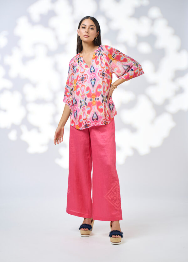 Loobie’s Story - Solana Blouse LS3119 - Flamingo Multi - Image 2