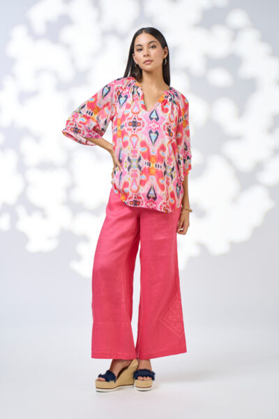 Loobie’s Story - Solana Blouse LS3119 - Flamingo Multi
