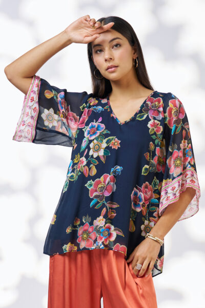 Loobie’s Story - Mystic Rose Blouse LS3131 - Indigo Multi