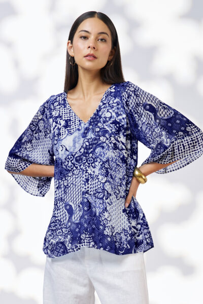 Loobie’s Story - Isla Blouse LS3131C - Cobalt Multi