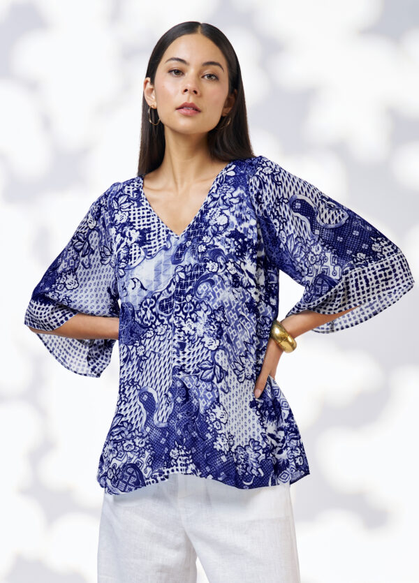 Loobie’s Story - Isla Blouse LS3131C - Cobalt Multi