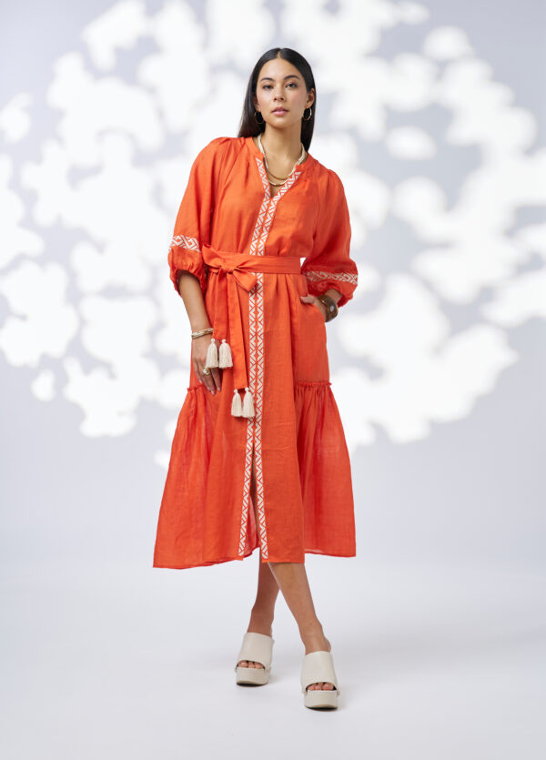Loobie’s Story - Maya Midi Dress LS3177 - Burnt Orange - Image 5