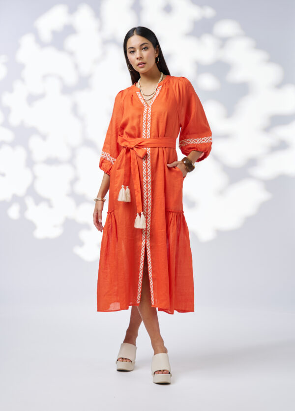 Loobie’s Story - Maya Midi Dress LS3177 - Burnt Orange