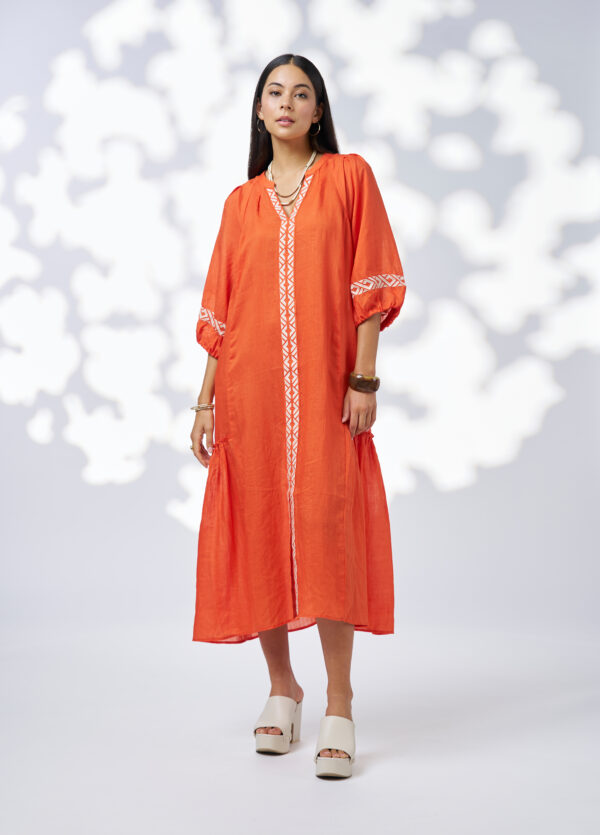 Loobie’s Story - Maya Midi Dress LS3177 - Burnt Orange - Image 4