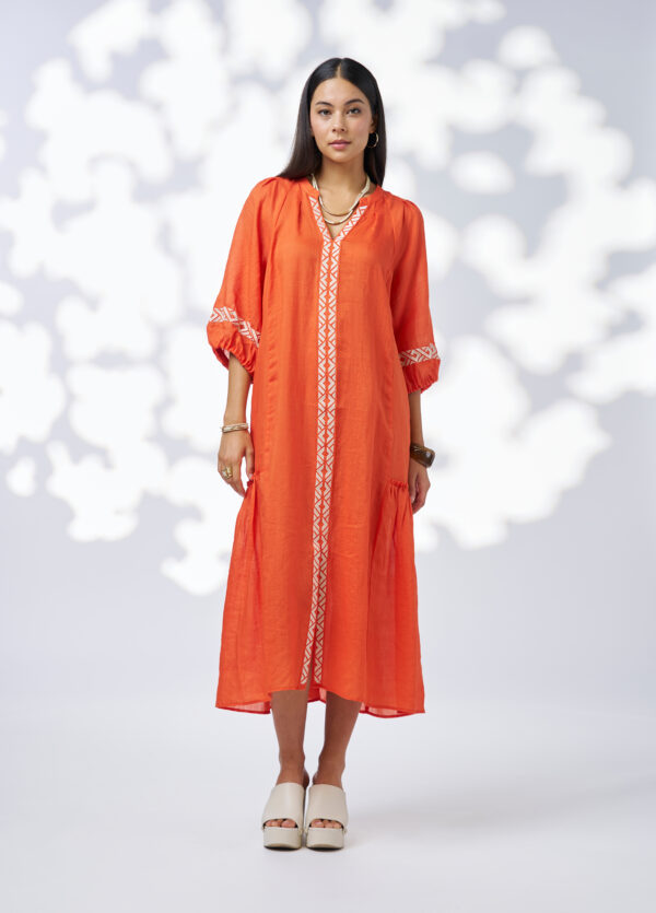 Loobie’s Story - Maya Midi Dress LS3177 - Burnt Orange - Image 2