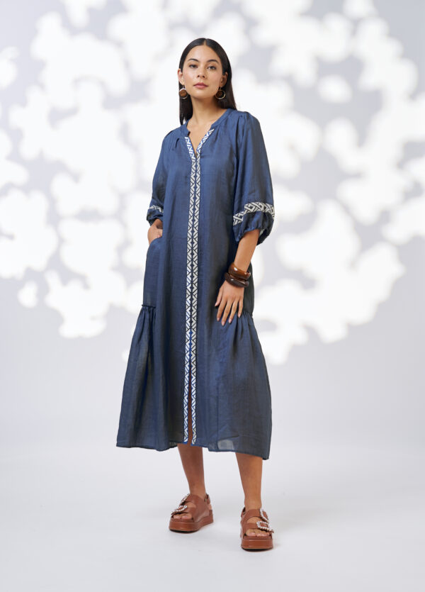 Loobie’s Story - Maya Midi Dress LS3177 - Denim - Image 2