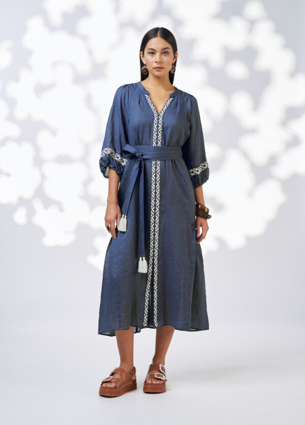 Loobie’s Story - Maya Midi Dress LS3177 - Denim