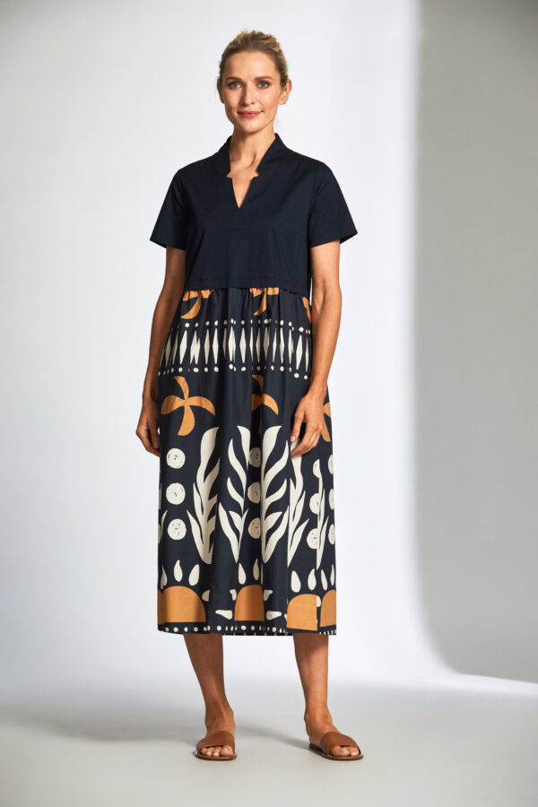 Peruzzi - Print Dress S25113 - Navy - Image 3