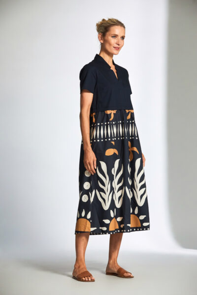 Peruzzi - Print Dress S25113 - Navy