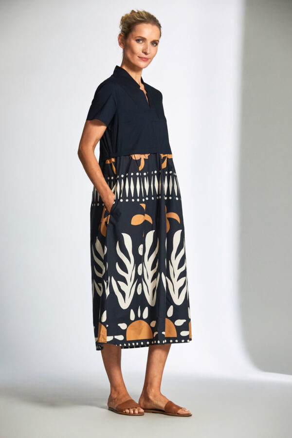 Peruzzi - Print Dress S25113 - Navy - Image 2