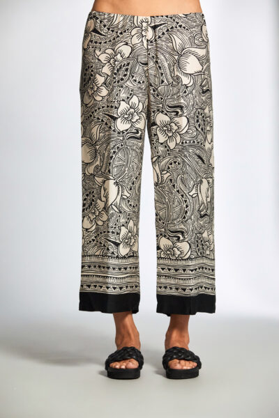 Peruzzi - Woodblock Print Trouser S24125 - Black/ Ecru