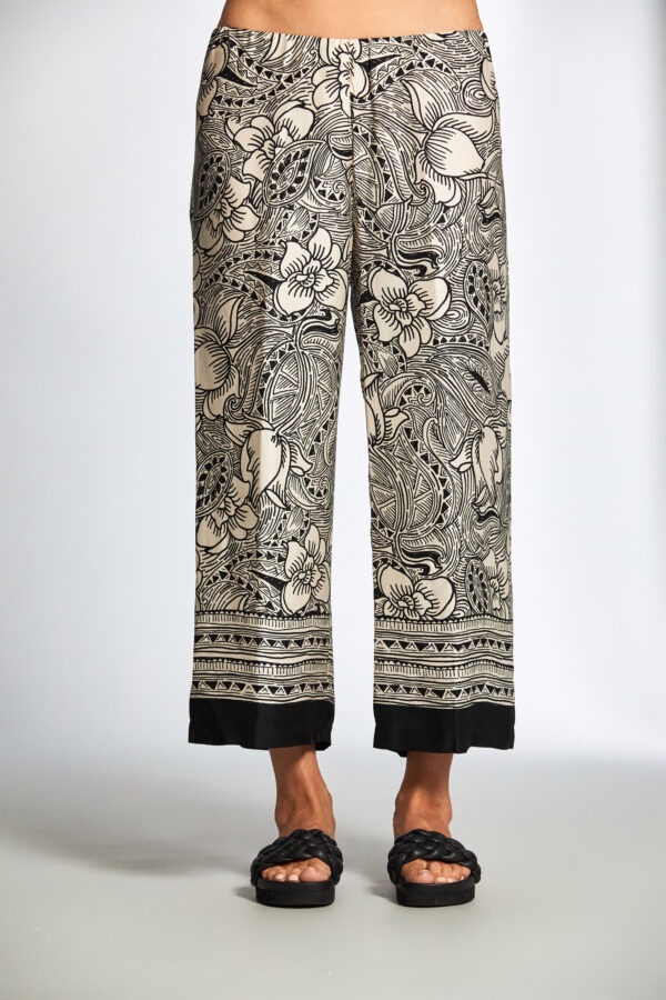 Peruzzi - Woodblock Print Trouser S24125 - Black/ Ecru
