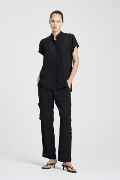 Mela Purdie - Soft Stand Shirt F67 8629 - Navy (Presale)