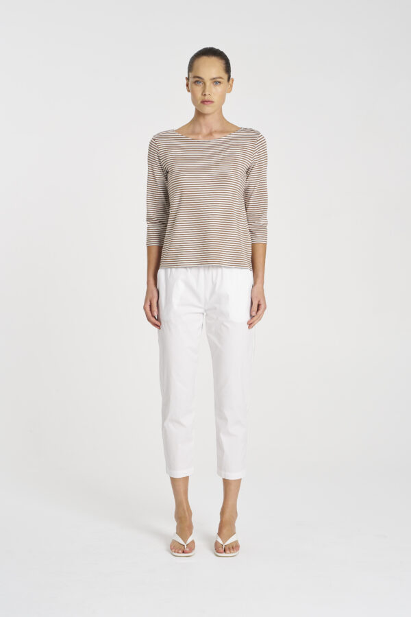 Mela Purdie - Relaxed Boat Neck F538 2630 -Yacht Stripe - Saddle/White (Presale) - Image 2