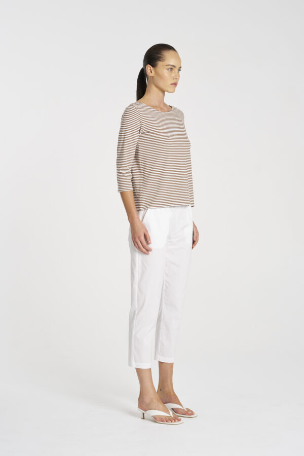 Mela Purdie - Relaxed Boat Neck F538 2630 -Yacht Stripe - Saddle/White (Presale) - Image 4