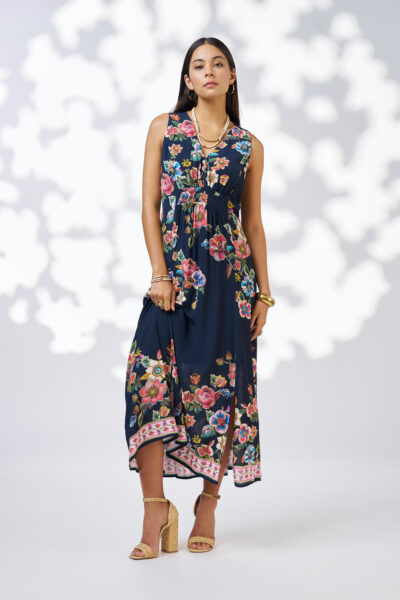 Loobie’s Story - Mystic Rose Midi Dress  LS3133- Indigo Multi
