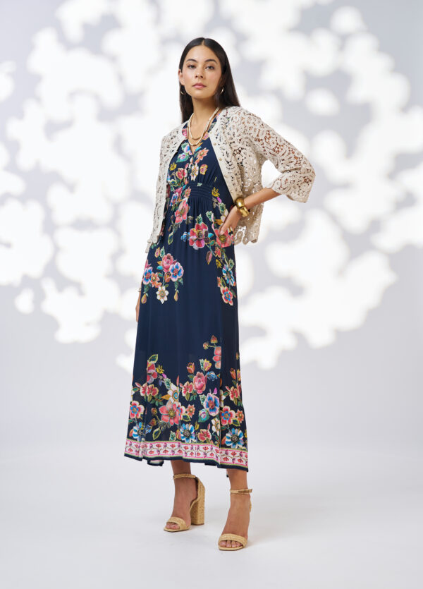 Loobie’s Story - Mystic Rose Midi Dress  LS3133- Indigo Multi - Image 3
