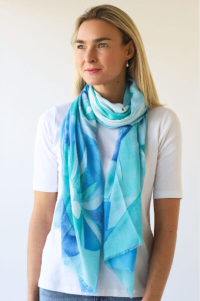 Archer-Abstract print Scarf -Blues