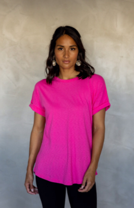 MAZU - All You Need Cuff Tee - Fuchsia Fedora