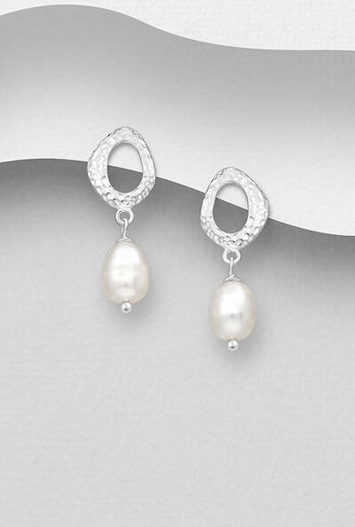 Sterling Silver Beaton Circle Freshwater Pearl Earring – SS038