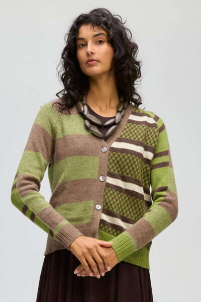 LD & CO - Groove Stripe Cardi LC8187 - Cocoa