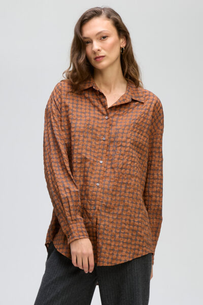 LD& CO - Poker Dot Shirt LC8194 - Toffee Spot
