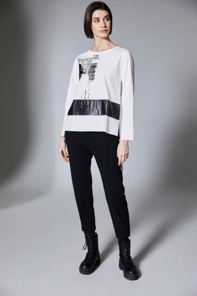 PERUZZI-Flock Print Top - Ecru