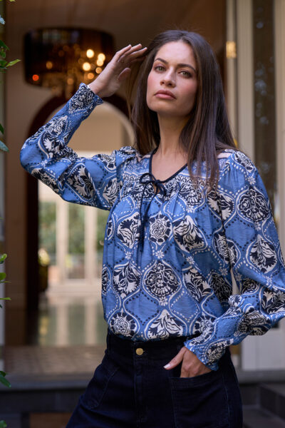 Loobie’s Story – Taj Mahal Blouse  LS3206 – Chambray Multi