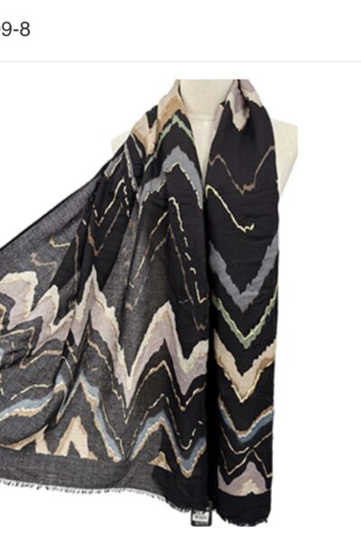 Frontline Scarf-Abstract Chevron -26409-8 Black